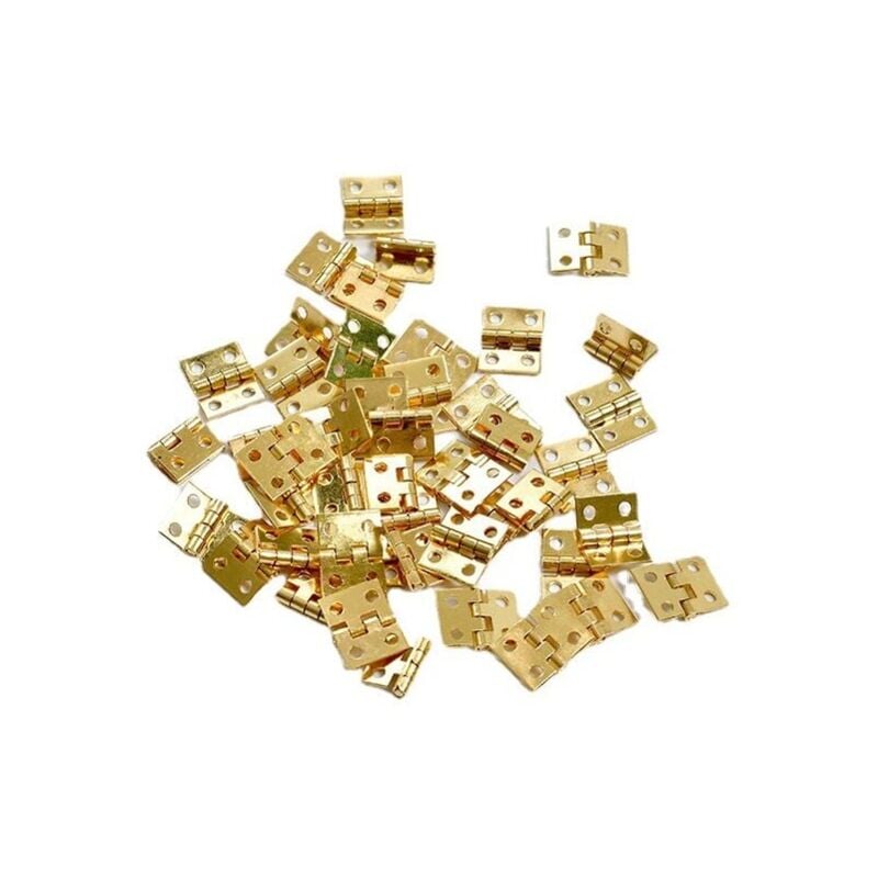 foto del prodotto 50 pezzi mini cerniere in ottone per scatole portagioie con viti, 200 pezzi piccole cerniere per mobili in legno 10 x 8 mm 