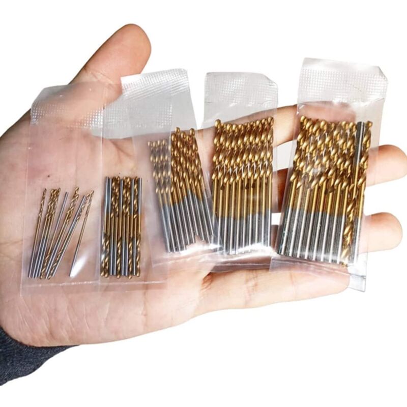 foto del prodotto 50 pezzi mini hss punte da trapano in acciaio rapido rivestite in titanio 1,0 1,5 2,0 2,5 3,0 mm punte da trapano micrometriche per legno, plastica e