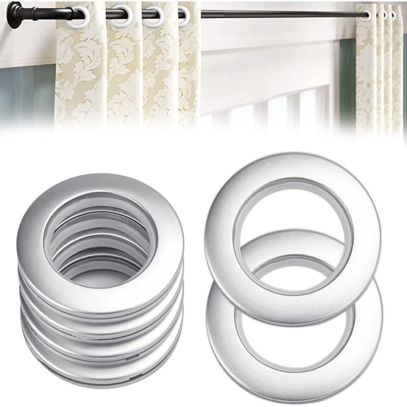 foto del prodotto 50 pezzi occhielli per tende con clip in plastica rimovibile anelli per occhielli per tende interni 33 mm per tende da finestra, doccia, guardaroba,