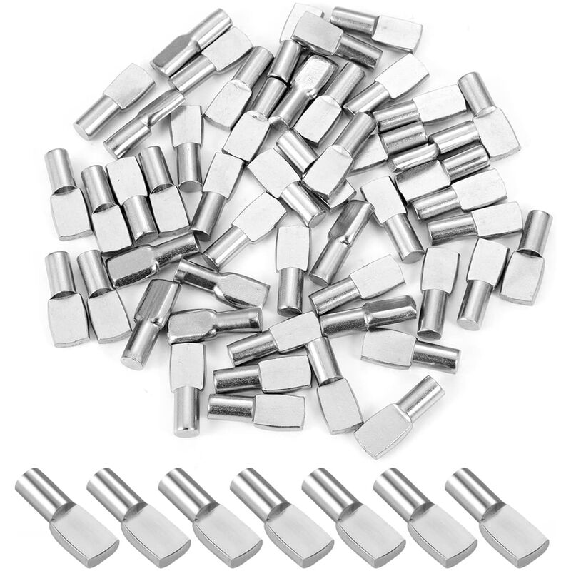 foto del prodotto 50 pezzi pioli di supporto per mensola 5mm supporto di scaffale argento perni di supporto