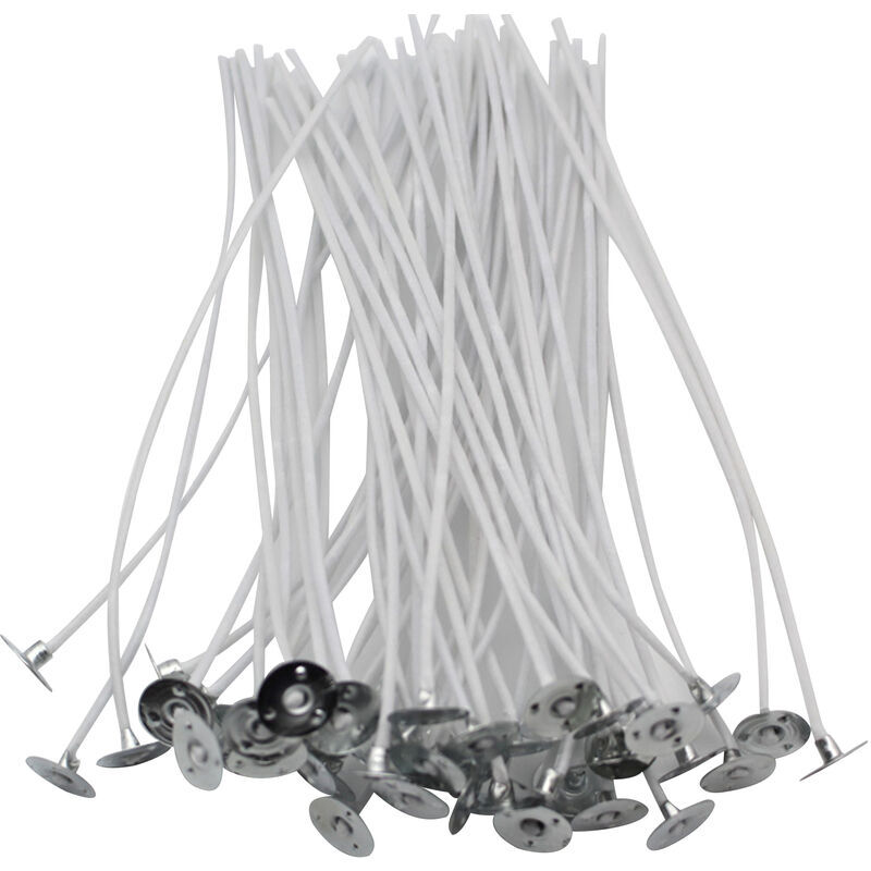 foto del prodotto 50 pezzi stoppini per candele stoppini pre cerati kit per la fabbricazione di candele stoppini per candele pre cerati in cotone per la fabbricazione
