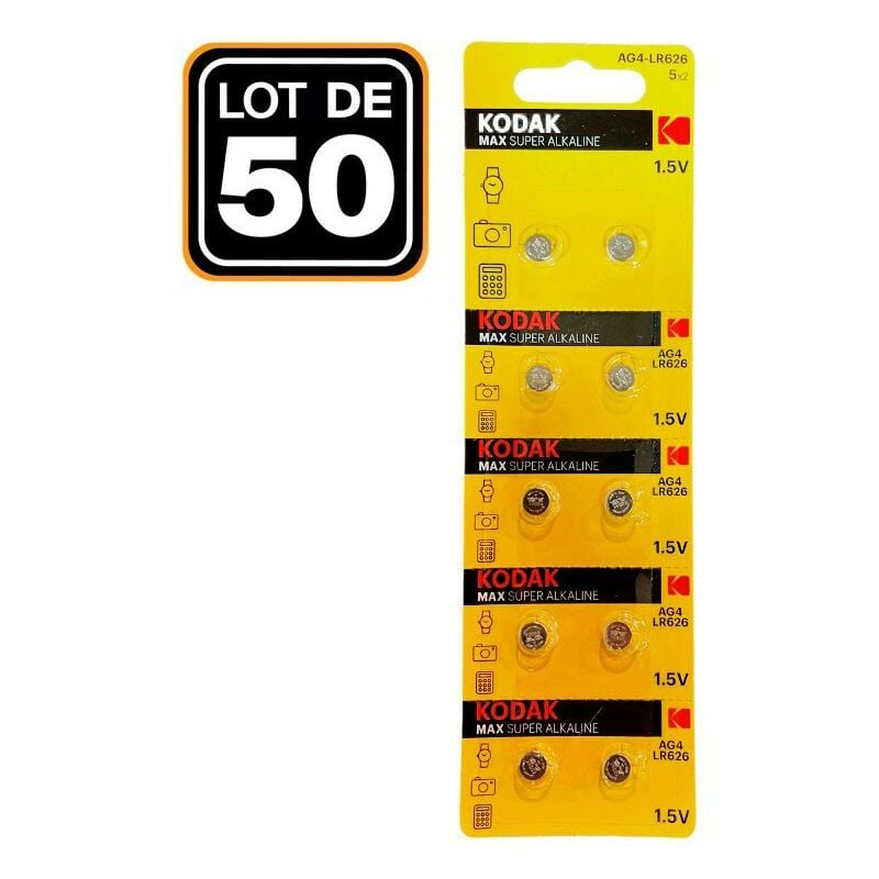 foto del prodotto 50 piles bouton ag4 super alcaline 1.5v kodak