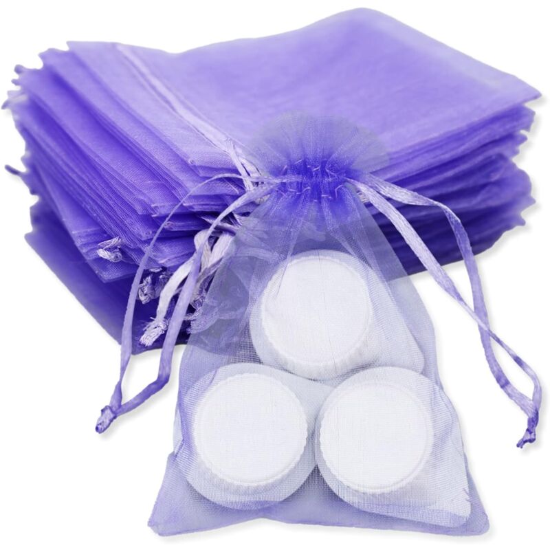 foto del prodotto 50 sacchetti regalo in organza viola chiaro da 9x12 cm, per baby shower, matrimoni, feste di compleanno per bambini, natale sollbry