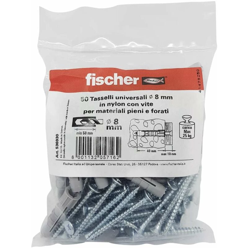 foto del prodotto 50 tasselli fischer 8mm