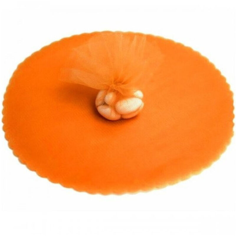 foto del prodotto 50 veli tulle per bomboniere tondo organza matrimoni battesimi lauree confetti - arancione - trade shop traesio
