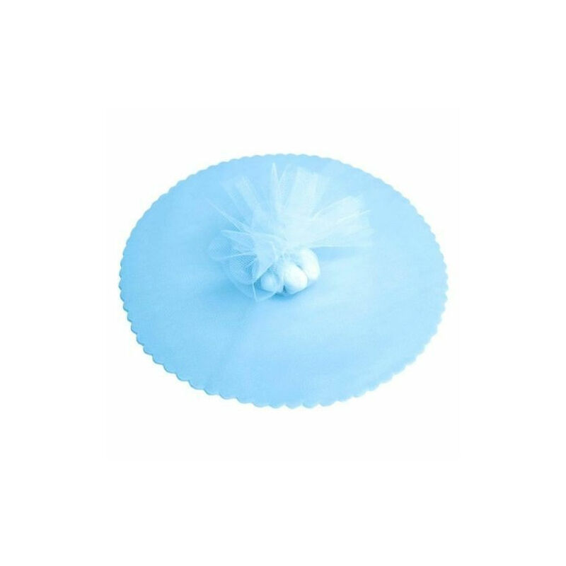 foto del prodotto 50 veli tulle per bomboniere tondo organza matrimoni battesimi lauree confetti azzurro trade shop traesio
