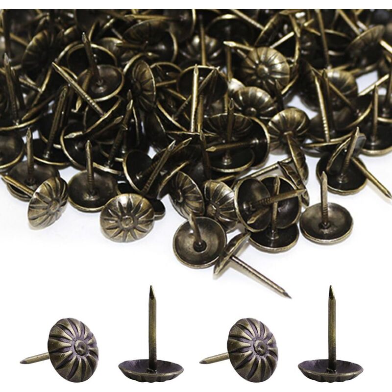 foto del prodotto 500 pezzi chiodi per tappezzeria, chiodi per tappezzeria decorativi in bronzo da 17 x 11 mm, chiodi retr , chiodi per tappezzeria fai da te per
