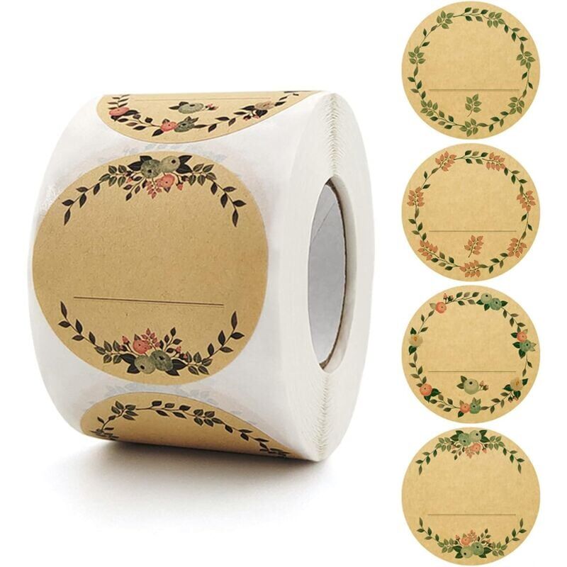 foto del prodotto 500 pezzi etichette adesive, adesivi per barattoli di marmellata da 5 cm, possono essere utilizzate per etichette da cucina, etichette per spezie,