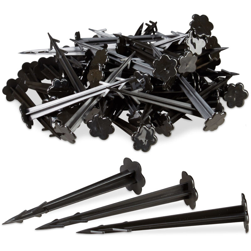 foto del prodotto 500x picchetti di plastica da 11 cm, set da 100 picchetti di ancoraggio, per teli da giardino, l 11,5 cm ca., nero