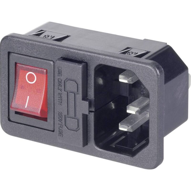 foto del prodotto 501638 connettore iec spina verticale tot poli 2 pe 10 a nero 1 pz.