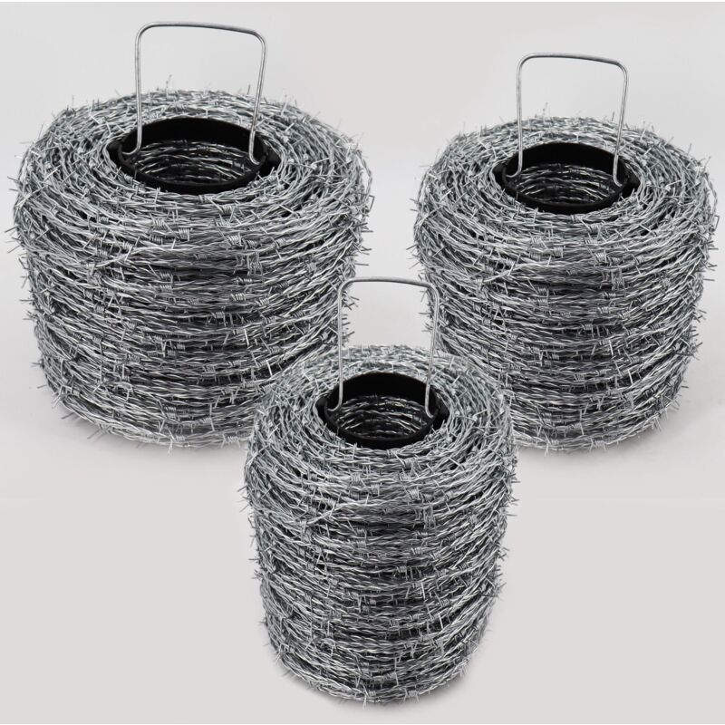 foto del prodotto 50m filo spinato zincato 1,6 1,7mm per rete di protezione da animali selvatici, rete per zona boschiva, rete annodata