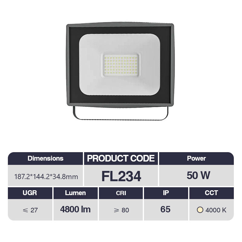 foto del prodotto 50w kosoom led faretto da esterno 187.2x144.2x34.8mm fl234x10pc impermeabile ip65 4800lm