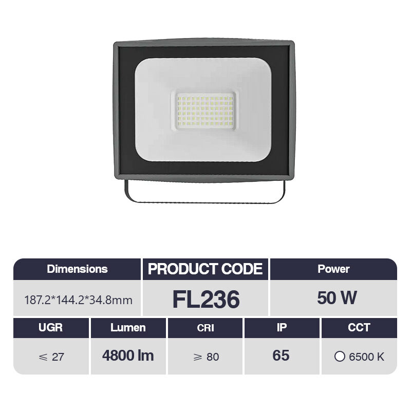foto del prodotto 50w kosoom led faretto da esterno 187.2x144.2x34.8mm fl236x10pc impermeabile ip65 4800lm