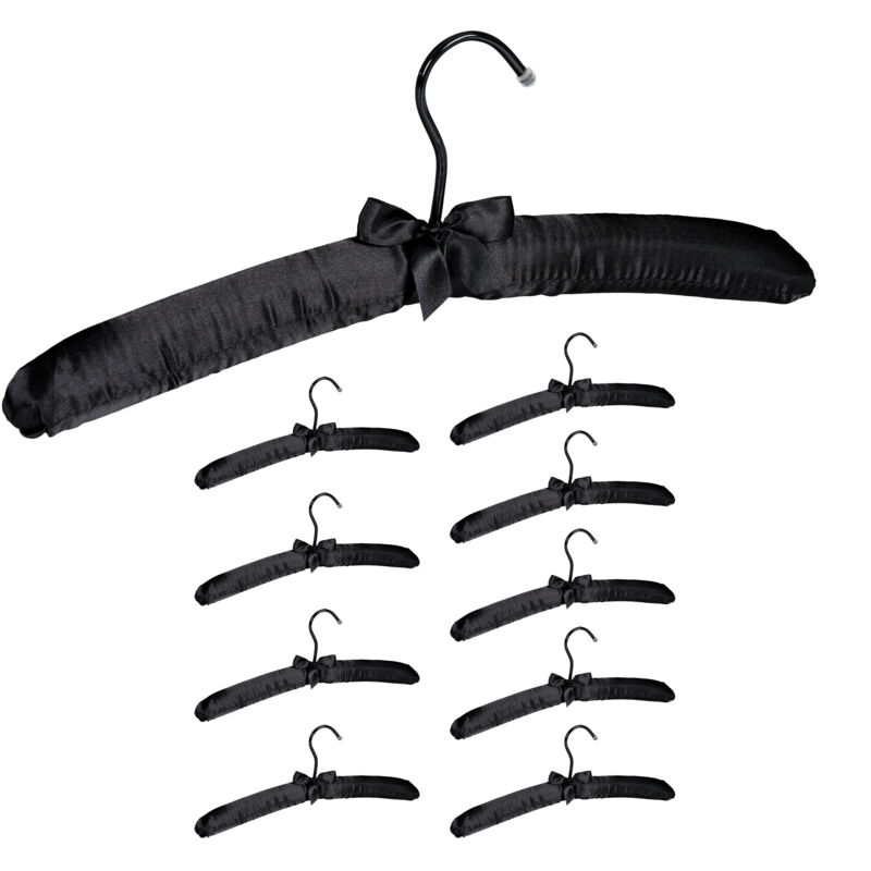 foto del prodotto 50x grucce appendiabiti in raso in set da 50, imbottite, gancio girevole a 360 , fiocco decorativo, 38 cm, nero