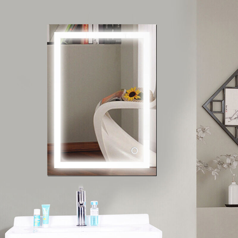 foto del prodotto 50x70 cmspecchio illuminato design quadrato in vetro temperato,luce bianca fredda haloyo