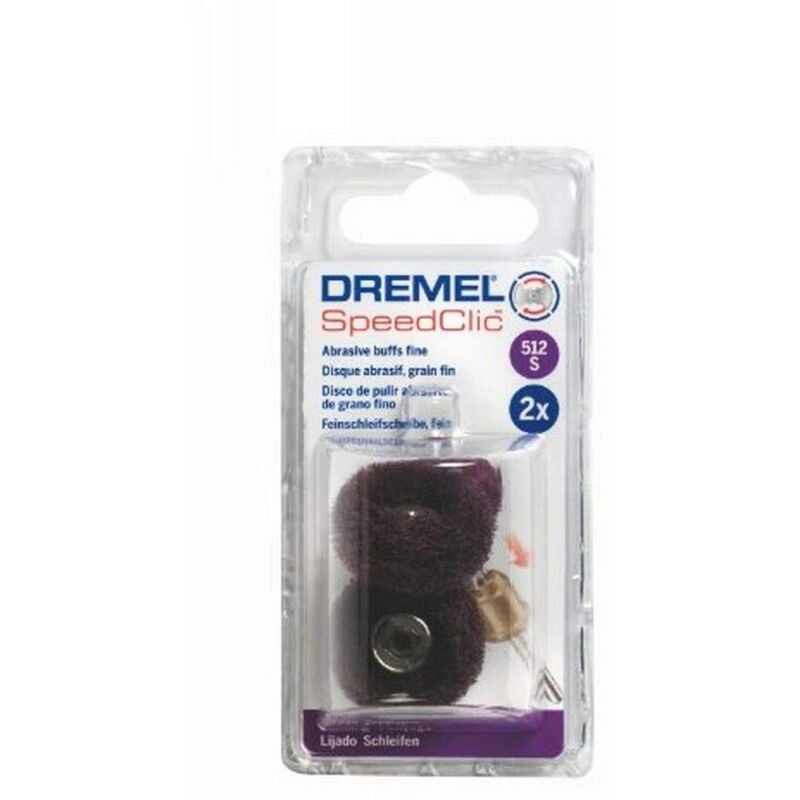 foto del prodotto 512s ez speedclic abrasive buffs 2 pack, 2 tamponi di finitura 25 mm, grana 320 per la pulizia e la levigatura leggera dremel