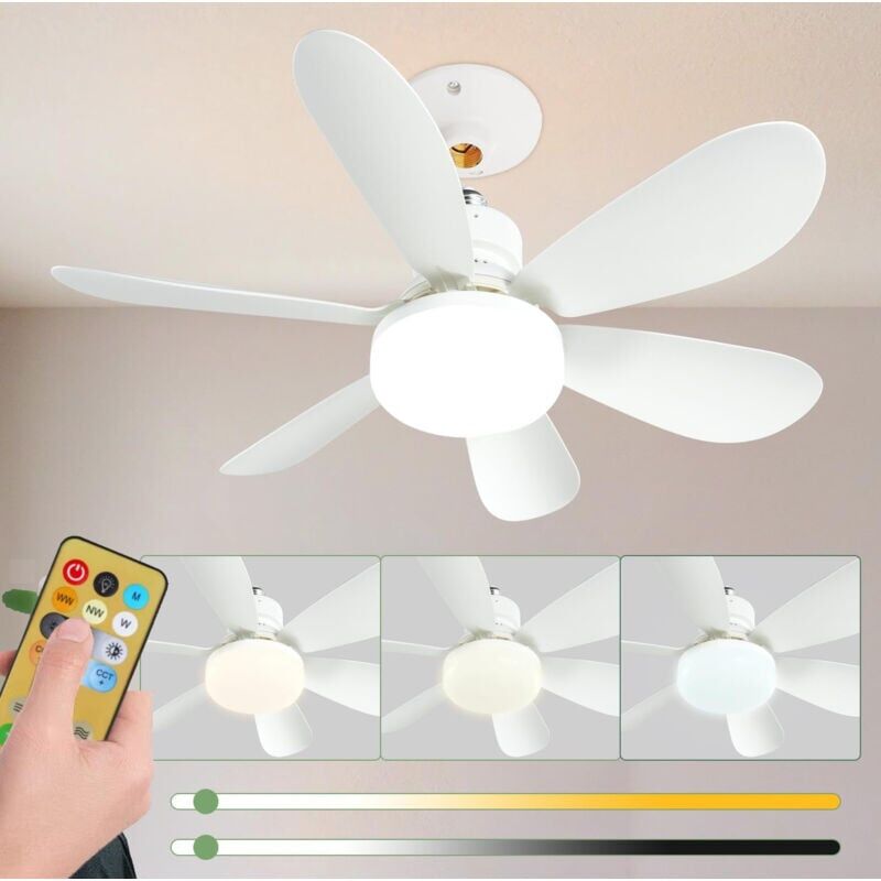 foto del prodotto 52cm silencieux ventilateur de plafond avec lumi re et telecommande, 40w lampe ventilateur plafond avec douille e27, dimmable led ventilateur plafond