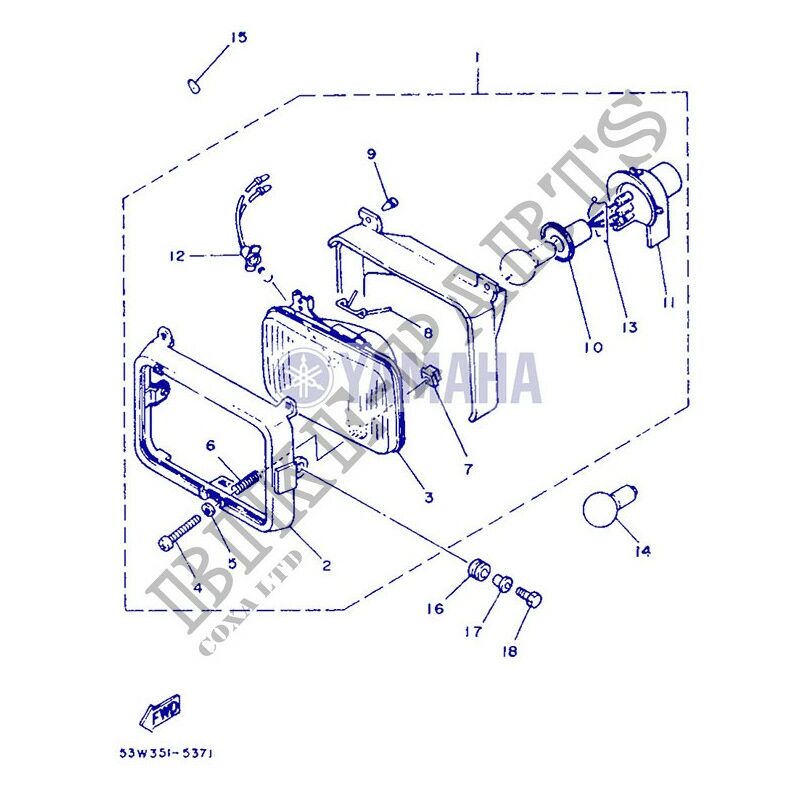 foto del prodotto 53w 84310 20 faro completo dt80lc 1987 yamaha