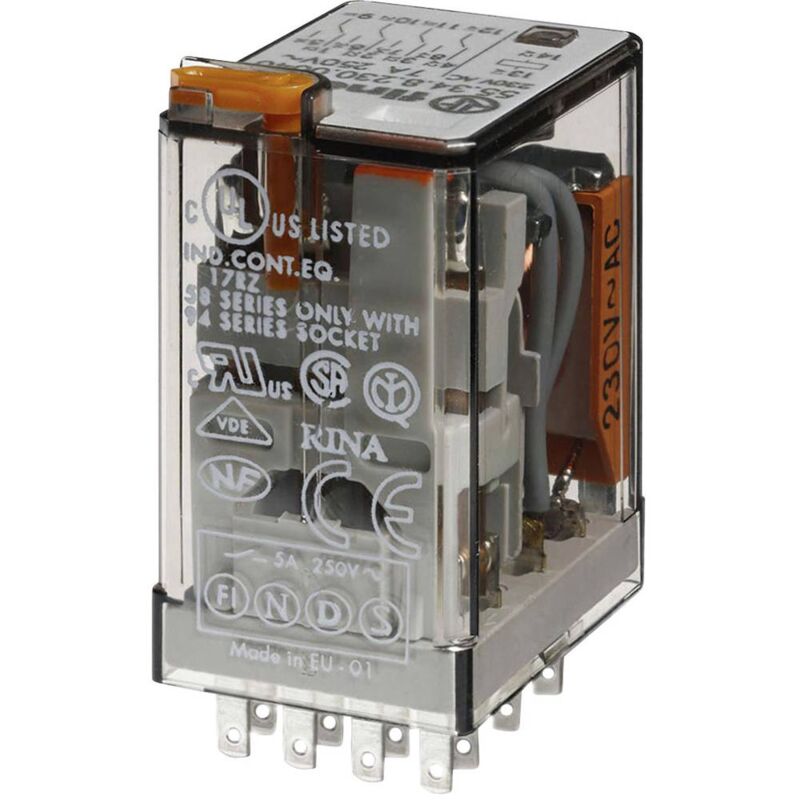 foto del prodotto 55.34.8.230.0054 relè ad innesto 230 v/ac 7 a 4 scambi 1 pz. - finder