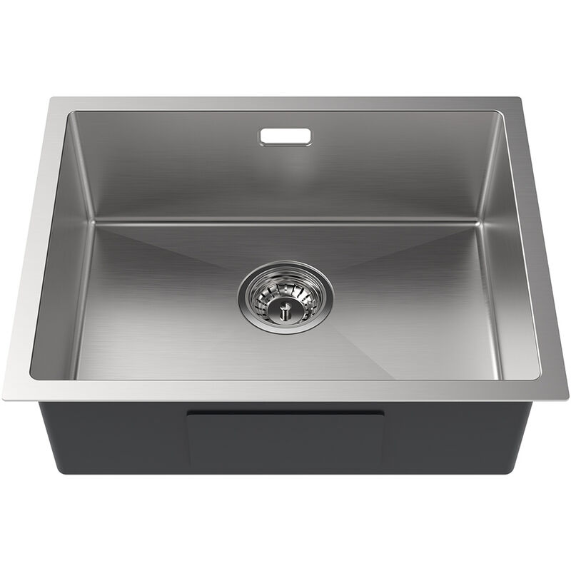 foto del prodotto 55 x 44 cm lavello da cucina 1 vasca in acciaio inox spazzolato lavandino cucina con troppopieno e sifone, senza piombo, protezione ambientale