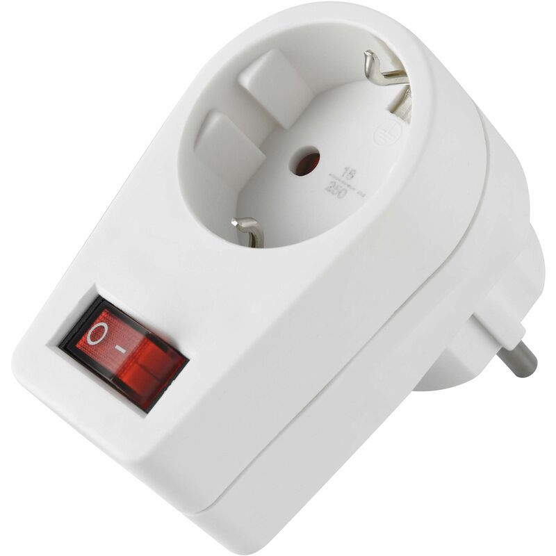 foto del prodotto 55073 adattatore 1 x 16 a con interruttore, spina tedesca, 1 presa schuko, bianco electraline