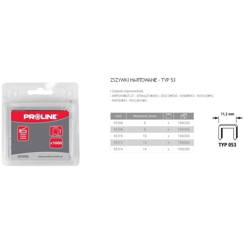 foto del prodotto 55308 punti metallici temprati tipo 53 l 8 mm, proline make proline