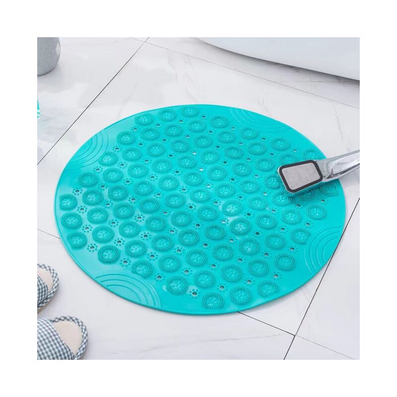 foto del prodotto 55x55cm, tappetino da bagno rotondo in pvc verde per massaggi, tappetino da doccia antiscivolo, antibatterico, lavabile in lavatrice, con foro di