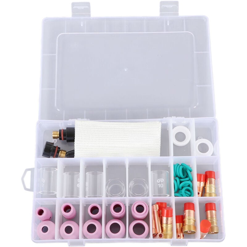 foto del prodotto 56 pezzi kit accessori per torcia per saldatura tig ugello in ceramica attrezzatura portabicchieri in vetro per pistola wp17 18 26 - eosnow