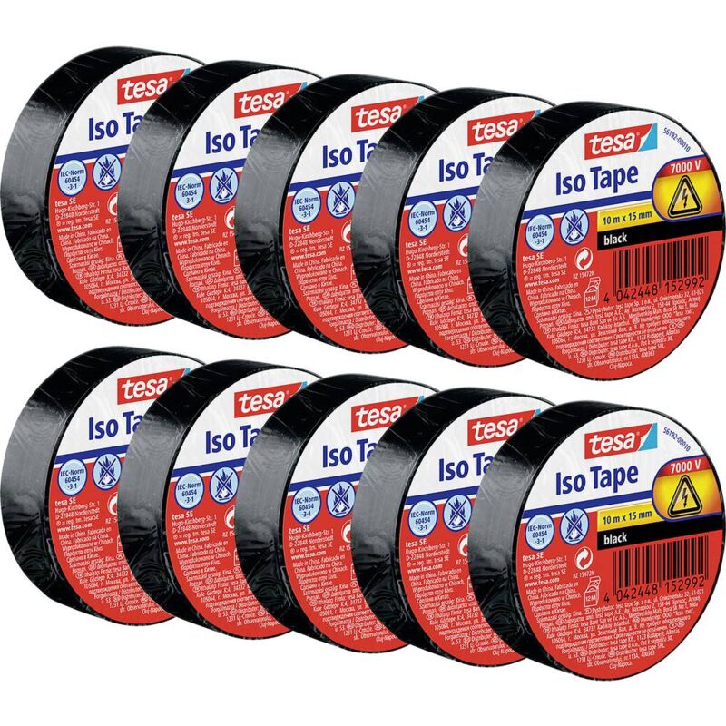 foto del prodotto 56192 nastro isolante nero l x l 10 m x 15 mm 10 pz. tesa
