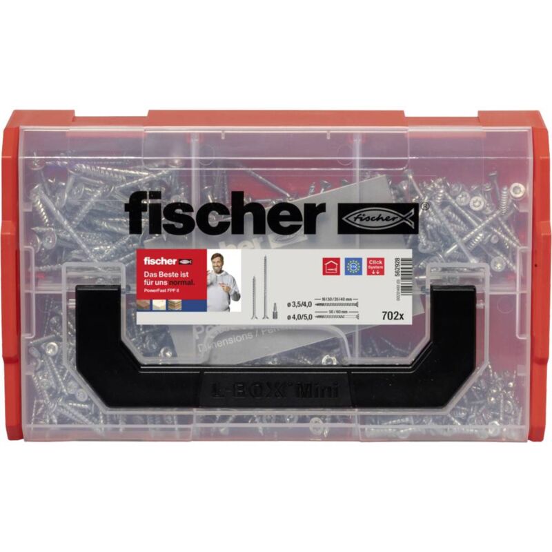foto del prodotto 562928 fixtainer powerfast ii tx assortimento di viti truciolari acciaio galvanizzato zinco 1 kit fischer