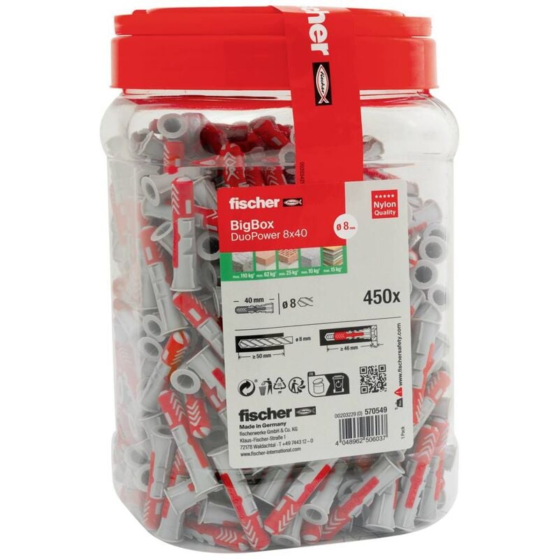 foto del prodotto 570549 duopower kit tasselli 40 mm 8 mm 450 pz. fischer