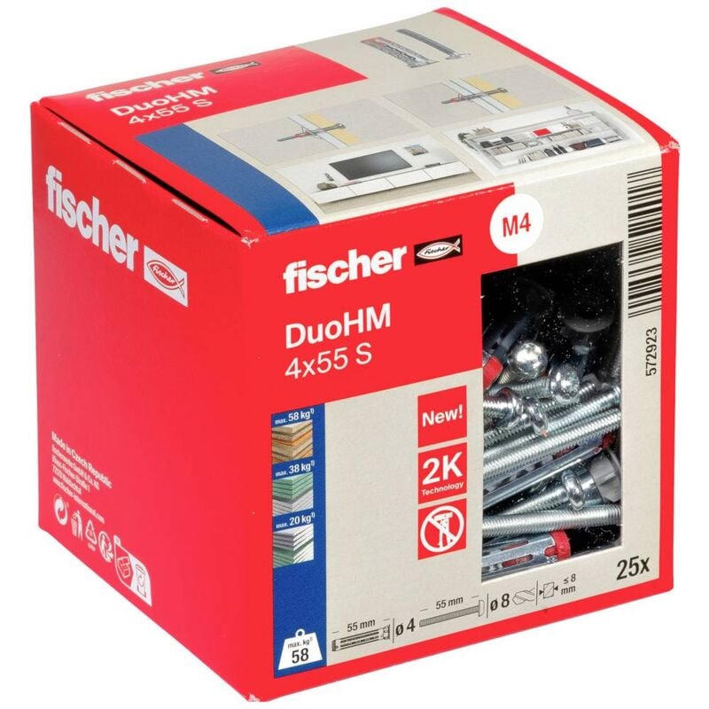 foto del prodotto 572923 duohm 4x55 s ph tx tasselli per vuoti e cavit 55 mm 25 pz. fischer