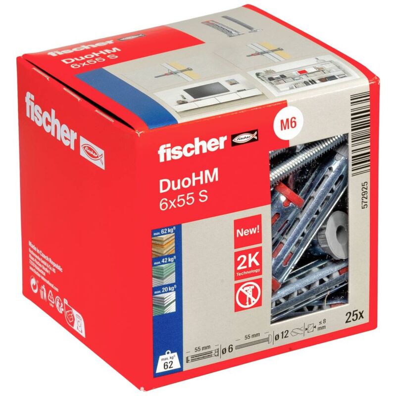 foto del prodotto 572925 duohm 6x55 s ph tx tasselli per vuoti e cavit 55 mm 25 pz. fischer