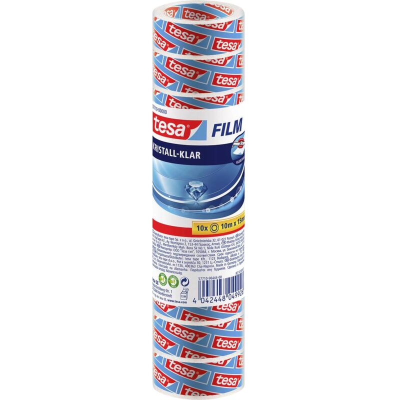 foto del prodotto 57710 00000 02 pellicola adesiva cristallino trasparente l x l 10 m x 15 mm 10 pz. tesa