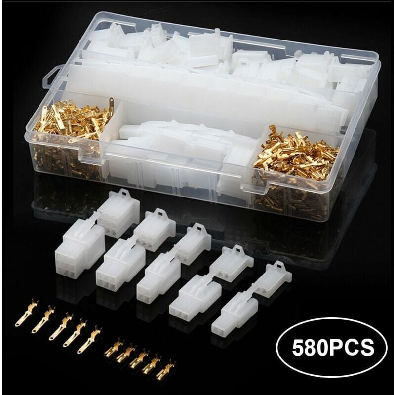 foto del prodotto 580 pz auto moto 50 set elettrico 2.8 mm 2 3 4 6 9 pin connettore cavo filo terminale con scatola di immagazzinaggio