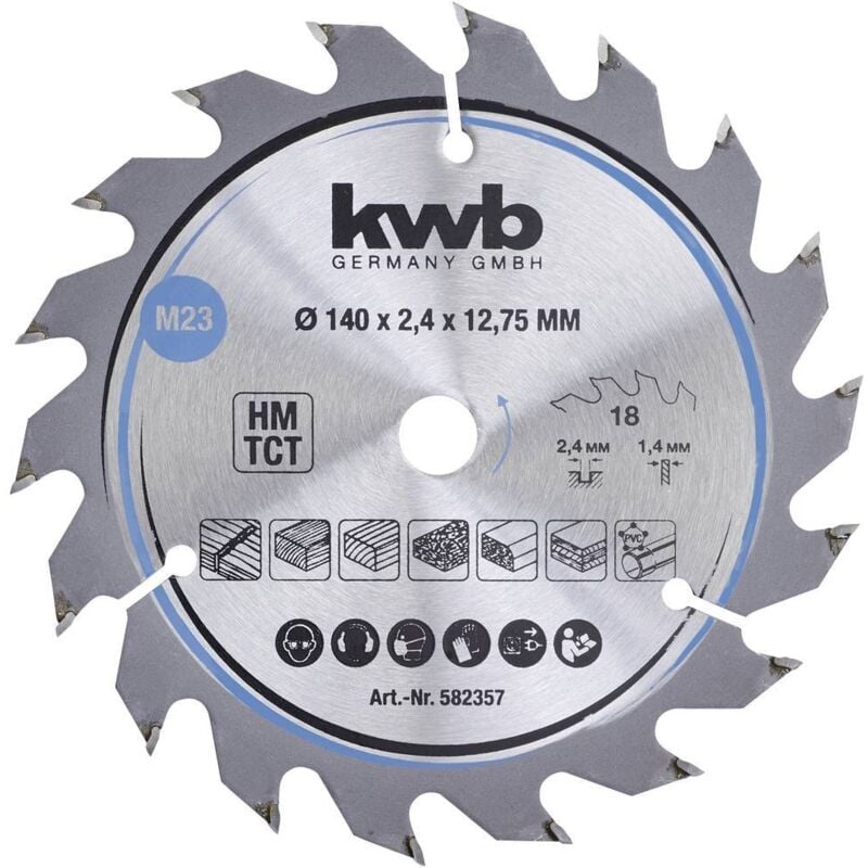 foto del prodotto 582357 lama circolare in metallo duro 140 x 12.75 mm 1 pz. kwb