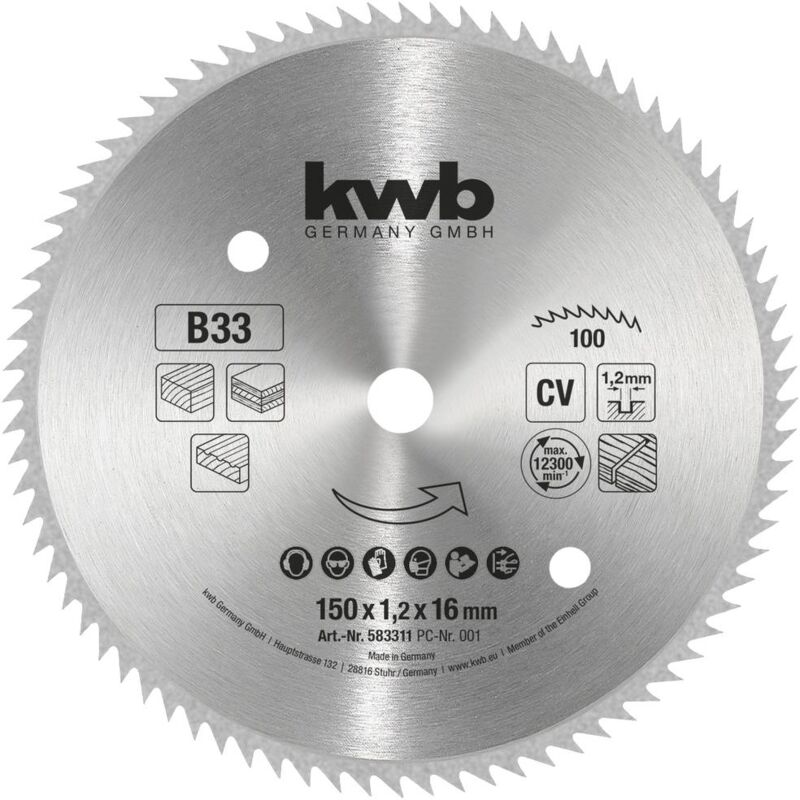 foto del prodotto 583311 lama circolare 150 x 16 mm 1 pz. kwb