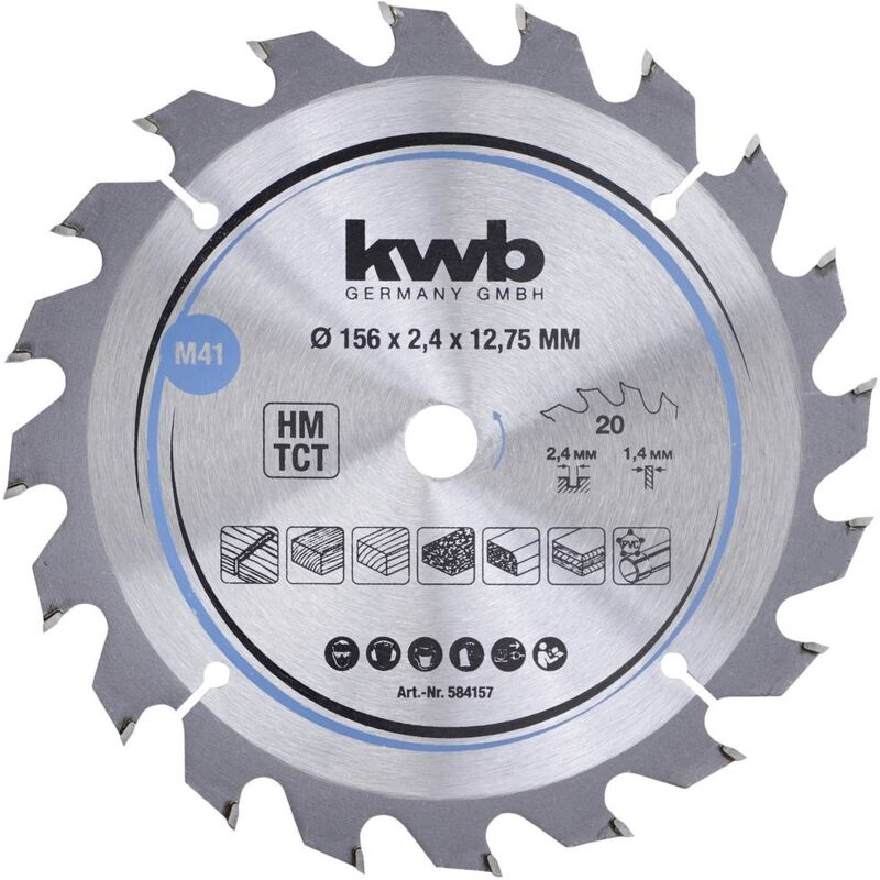 foto del prodotto 584157 lama circolare in metallo duro 156 x 12.75 mm 1 pz. kwb