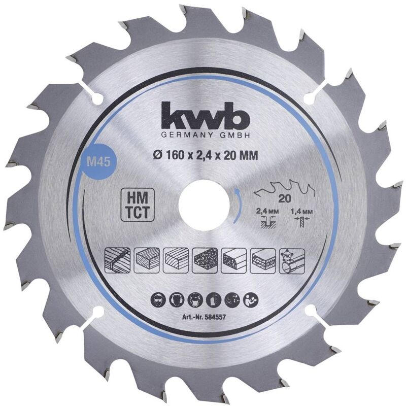 foto del prodotto 584557 lama circolare in metallo duro 160 x 20 mm 1 pz. kwb