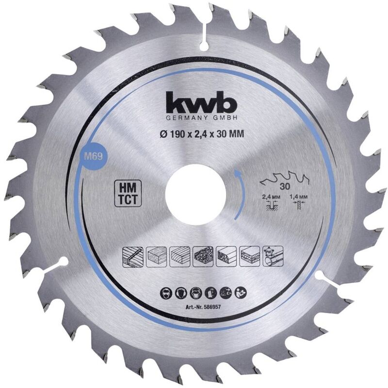 foto del prodotto 586957 lama circolare in metallo duro 190 x 30 mm 1 pz. kwb