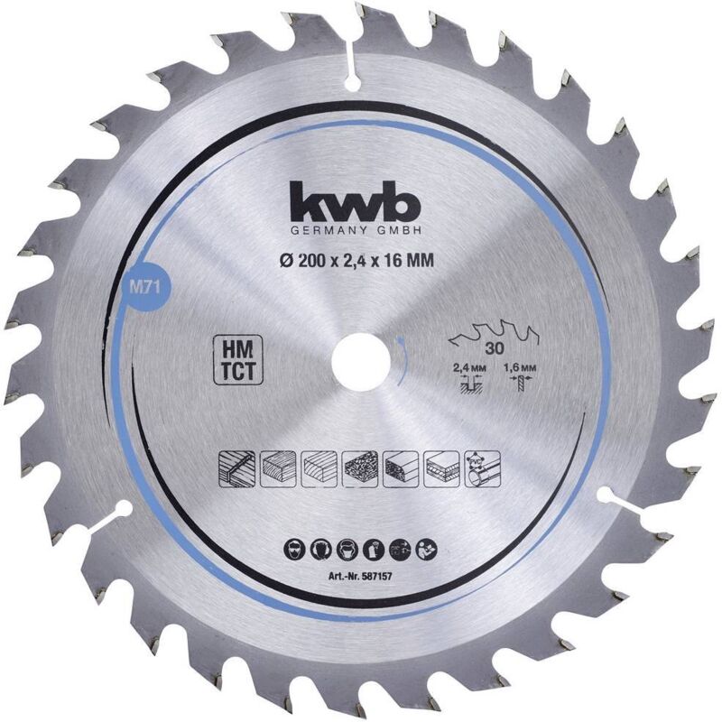 foto del prodotto 587157 lama circolare in metallo duro 200 x 16 mm 1 pz. kwb