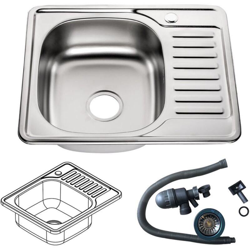 foto del prodotto 58cm lavello quadrato da incasso in acciaio inox ripiano lavello da cucina