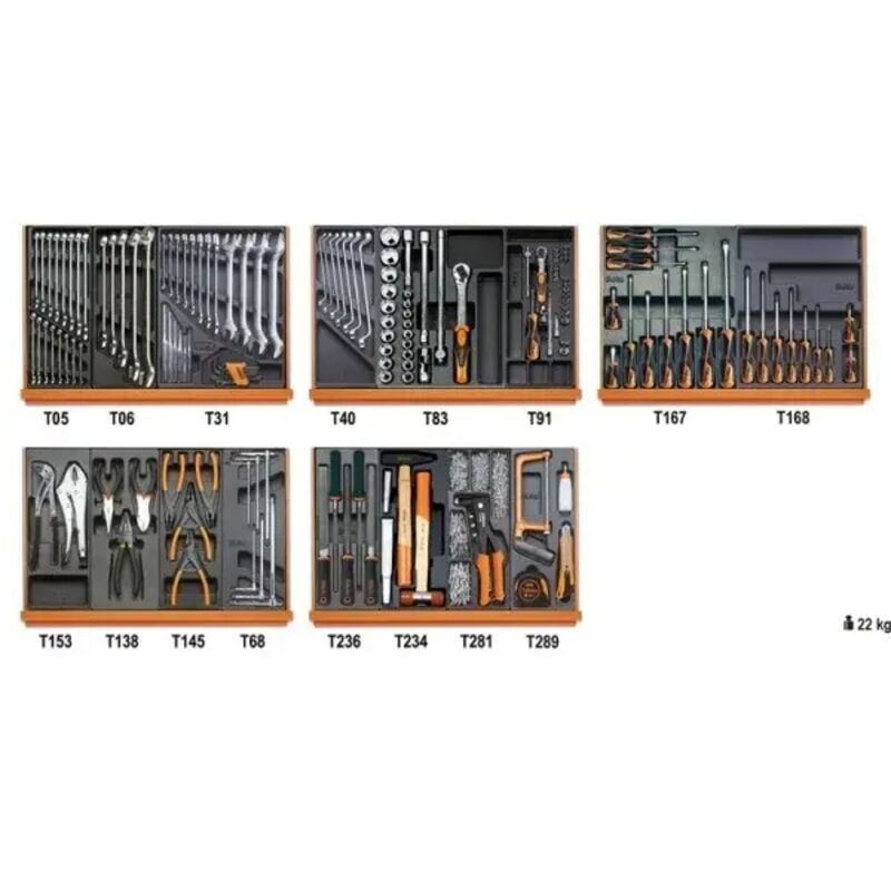 foto del prodotto 5904vi 2t assortimento utensili manutenzione industriale in termoformati 153 pz. beta