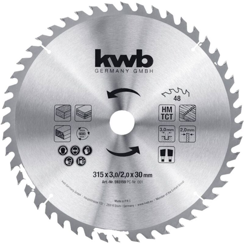 foto del prodotto 593159 lama circolare 315 x 30 mm 1 pz. kwb