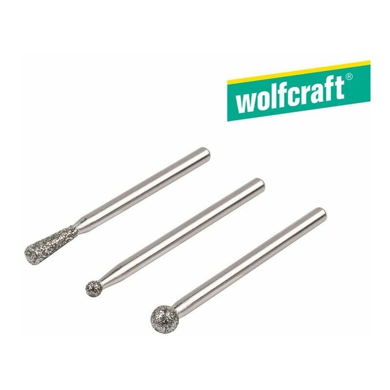 foto del prodotto 5988000 kit di punte diamantate, a forma di sfera e conica, 3 pz. 1 kit wolfcraft