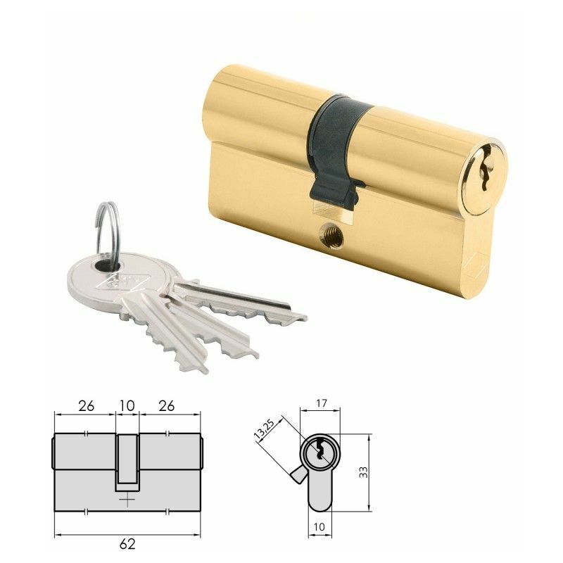 foto del prodotto 5990 cilindro 26x26 ottone lucido camma corta cvl