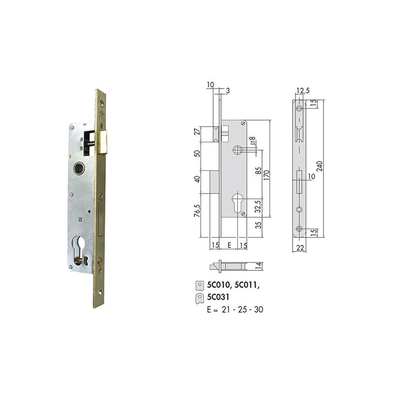 foto del prodotto 5c012 25 0 serratura infilare cil sag bq f22 cisa