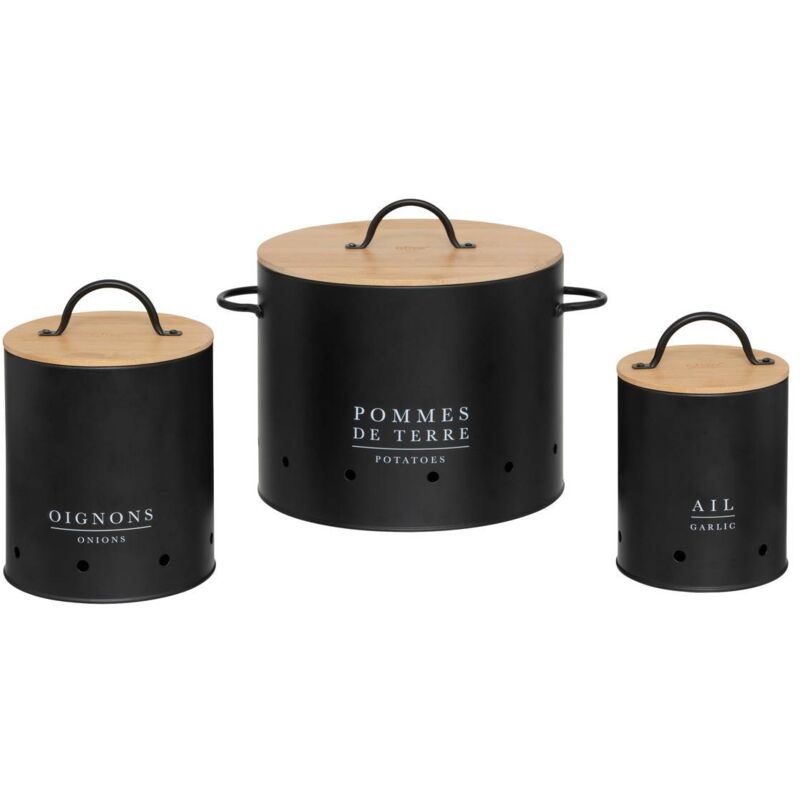 foto del prodotto 5five simply smart - 3 barattoli di metallo blackbamboo - 5five