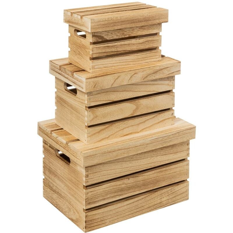 foto del prodotto 5five simply smart 3 cassette di legno per lo stoccaggio 5five