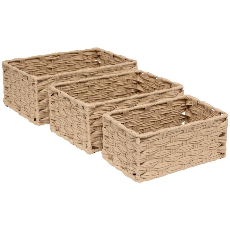 foto del prodotto 5five simply smart - 3 cestini tresse beige - 5five